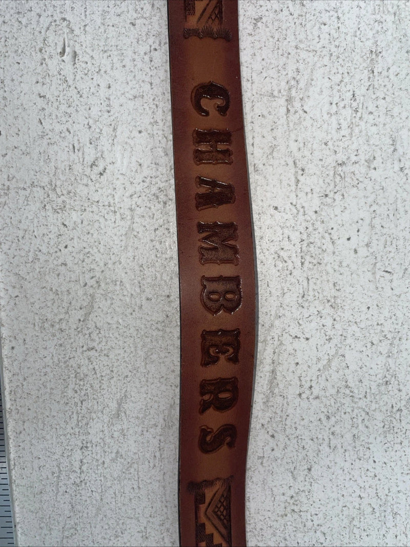 New Brown Genuine Leather Chambers Tooled Belt 34” #6551 Z-8 