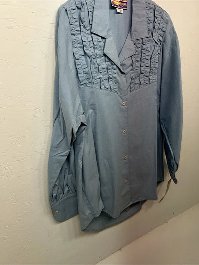 New Women’s Cricket By The Creek Blue Long Sleeve Button Up Shirt M 3C-40