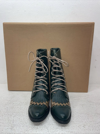 New Youth Green Lace Up Capezio Cowboy Boots. L 455 5 M. 2-169