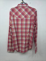 New Women’s Cumberland Pink Plaid Long Sleeve Pearl Snap Large GG-75
