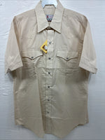 New Men’s H Bar C Tan Short Sleeve Pearl Snap Large J-80