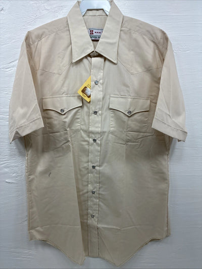 New Men’s H Bar C Tan Short Sleeve Pearl Snap Large J-80