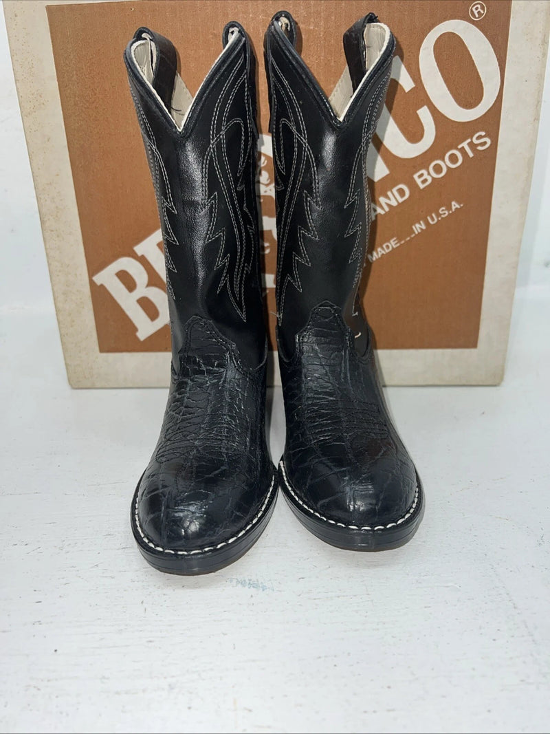 New Children’s Black Bronco Cowboy Boots. C1942 11.5 11 1/2 D. 24-115