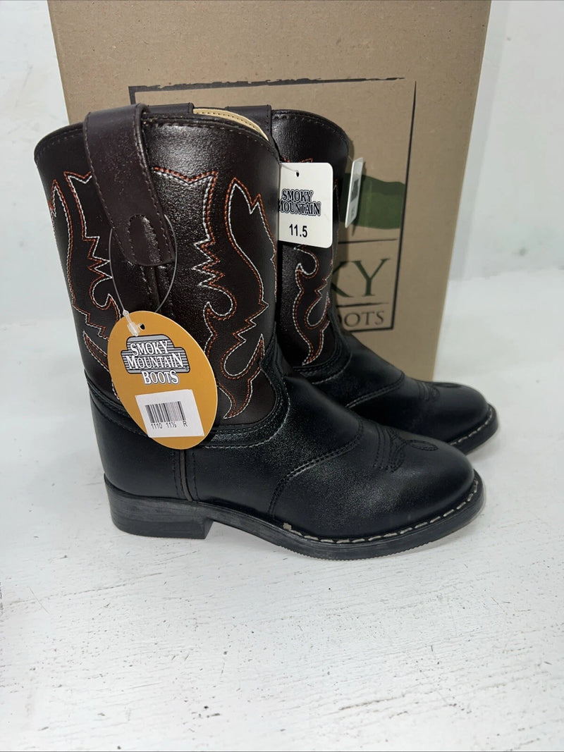 New Children’s Black Smoky Mountain Cowboy Boots. 1110 C 11.5 11 1/2 D. 24-112