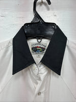 New Men’s Cumberland White Black Design Long Sleeve Pearl Snap Medium K-54