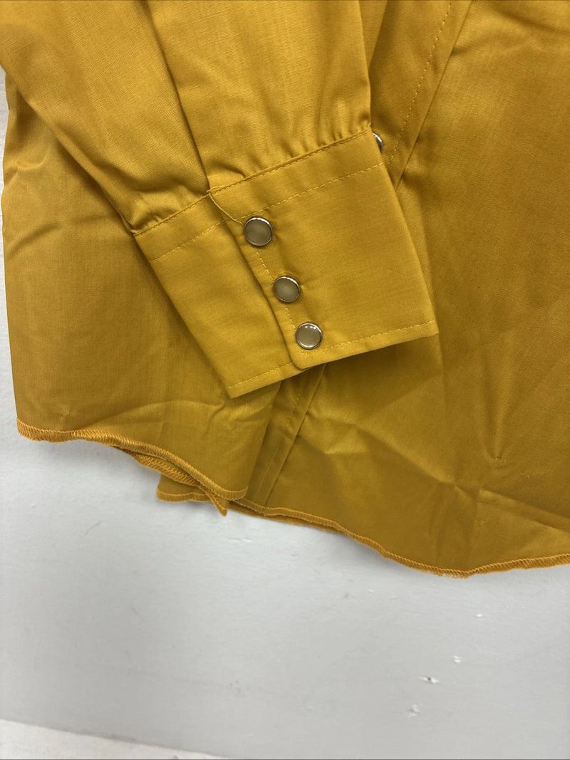 New Kids Tem Tex Yellow Long Sleeve Pearl Snap Size 12 Large LL-25