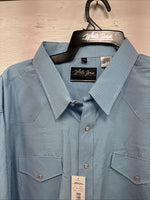 New Men’s White Horse Blue Checkered Long Sleeve Pearl Snap 2XL H-28