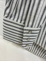 New Men’s Champion Western White Gray Stripe Long Sleeve Pearl Medium E-75