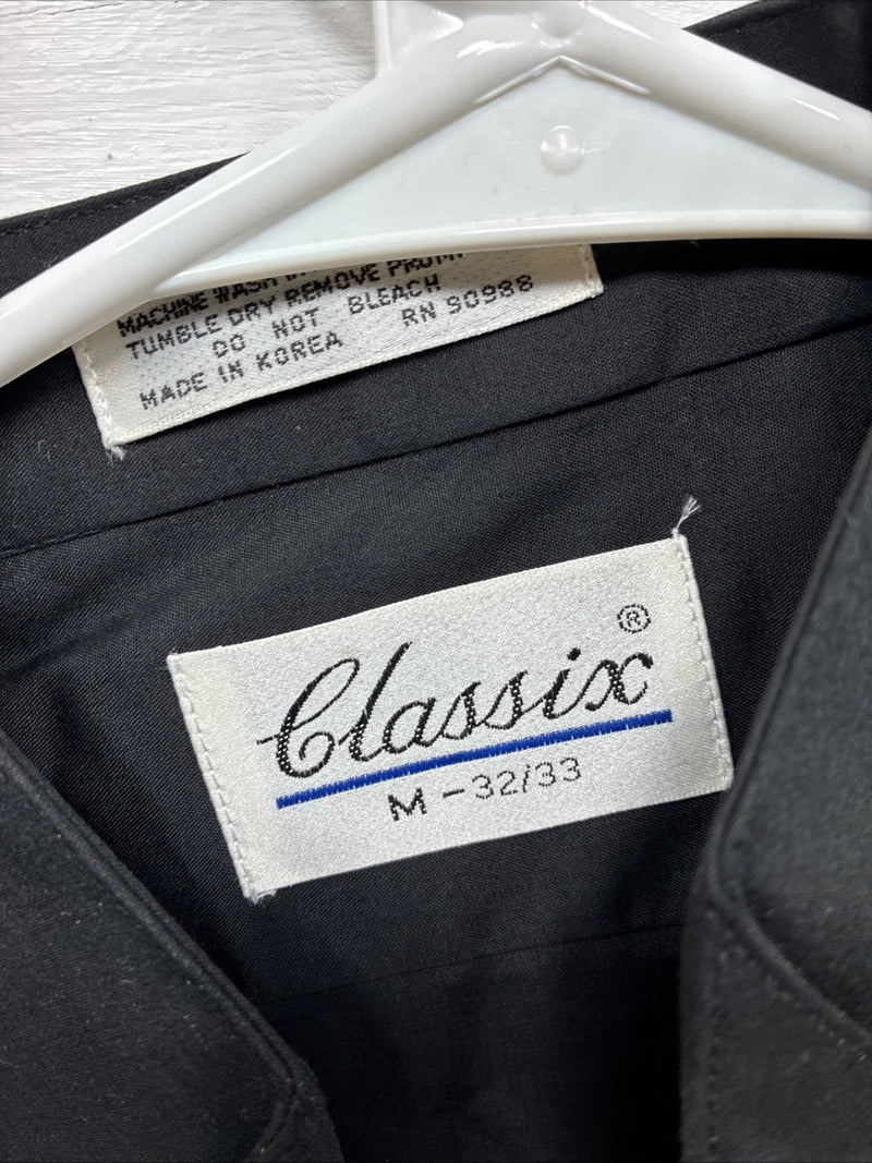 New Men’s Classix Black Long Sleeve Button Up Medium 32/33 E-79