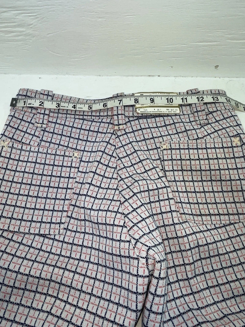 New Vintage Blue And Red Lined Dickson Jenkins Polyester Pants #723 3A-124