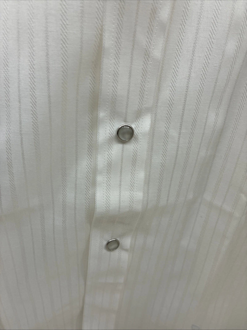 New Men’s Mesquite Off White Stripe Long Sleeve Pearl Snap 2XL H-44