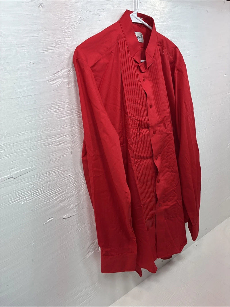New Classix Red Long Sleeve Button Up English Shirt 16-16.5 Large X-80