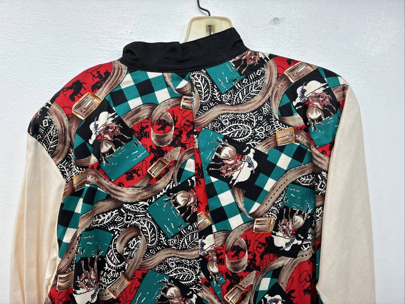 New Women’s Rough rider Multi Design Long Sleeve Button Up Large TT-11