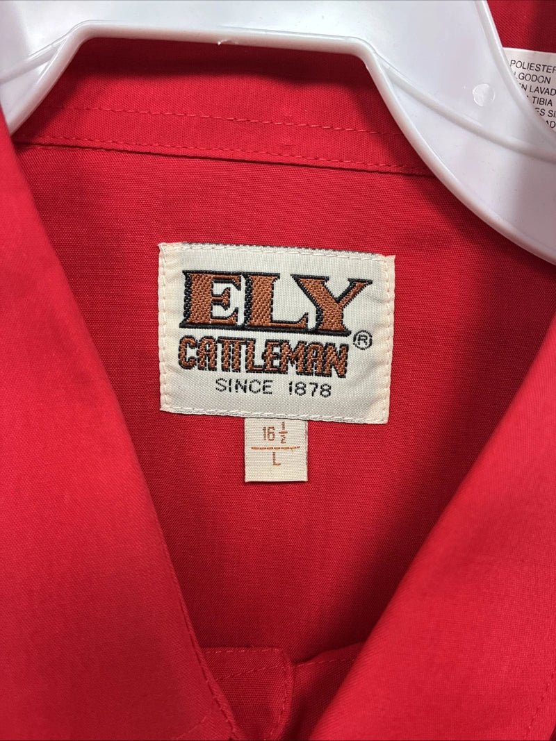 New Men’s ELY Cattleman Red Short Sleeve Pearl Snap 16.5 Large CC-2