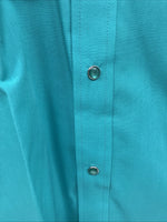 New Men’s ELY Cattleman Teal Short Sleeve Pearl Snap 15.5 Medium CC-14