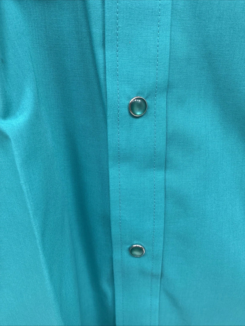 New Men’s ELY Cattleman Teal Short Sleeve Pearl Snap 15.5 Medium CC-14