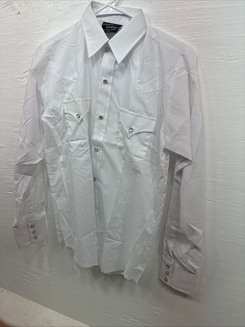 New Men’s Champion Western White Long Sleeve Pearl Snap 16 Large DD-42