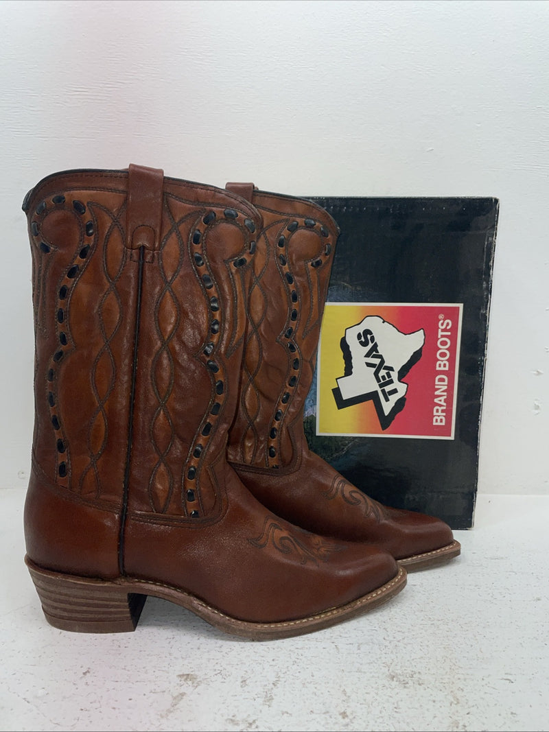 New Men’s Brown Texas Brand Cowboy Boots. M 80 10.5 10 1/2 D. 7-111