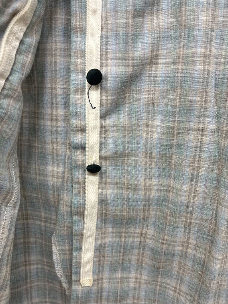New Women’s Lady DJ Blue Plaid Long Sleeve Button Up Size 38 TT-124