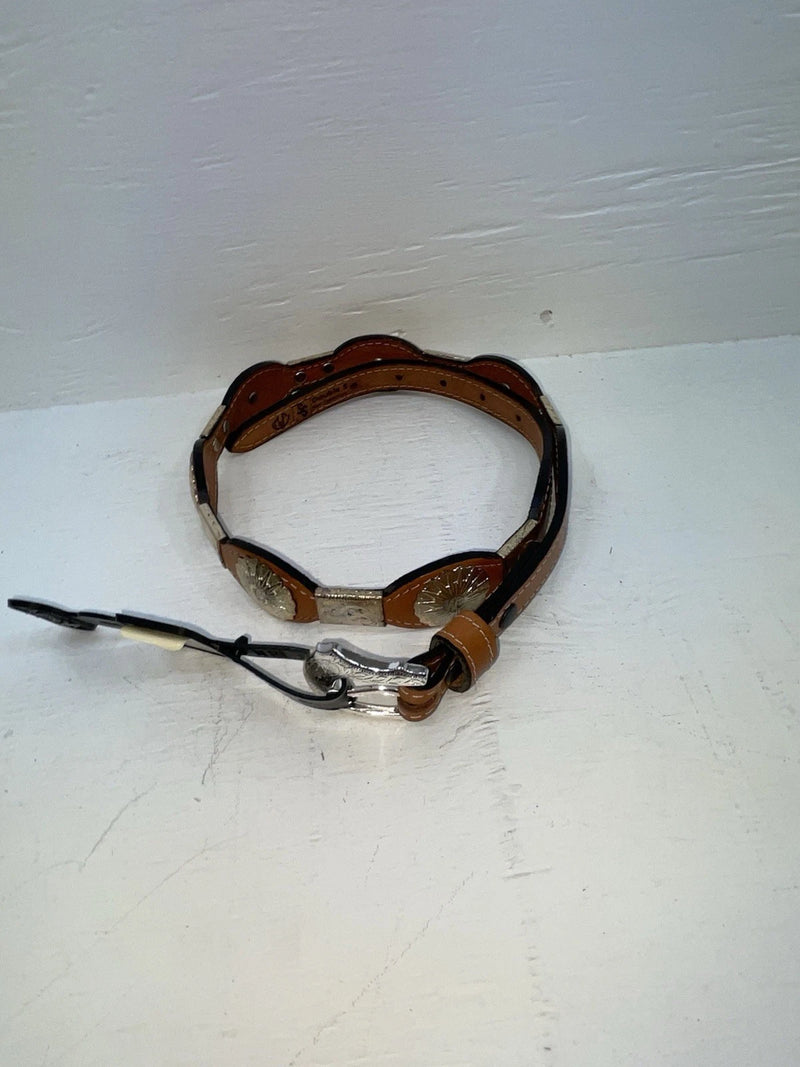 New Brown Genuine Leather Double S Gold Pendent 30” Belt #3211448 JJ-8