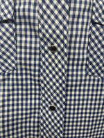 New Women’s Dickson Jenkins Blue Checker Long Sleeve Pearl Snap Size 34 GG-5