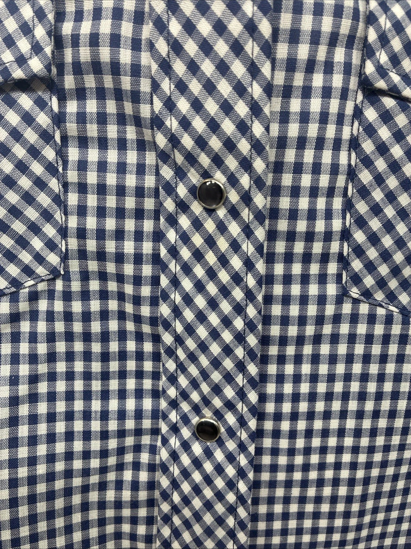 New Women’s Dickson Jenkins Blue Checker Long Sleeve Pearl Snap Size 34 GG-5