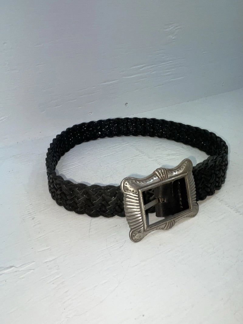 New Black Genuine Leather Braided 28” Belt NN-5