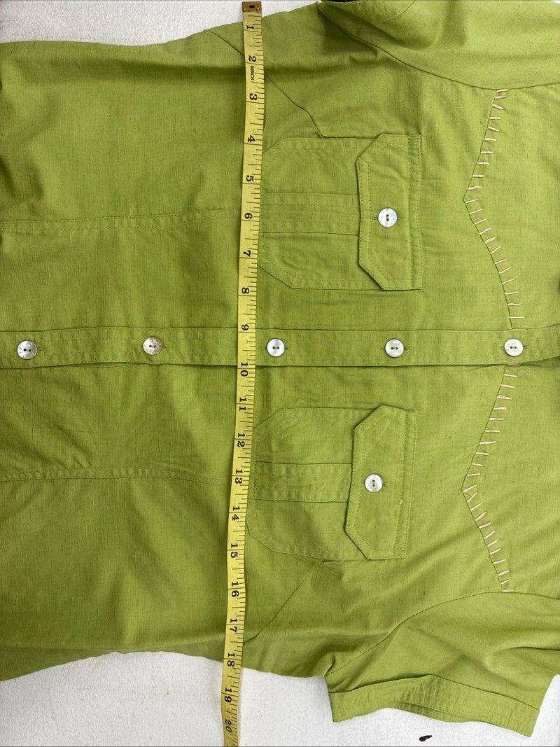 New Women’s Gordon James Green Short Sleeve Button Up Medium KK-19