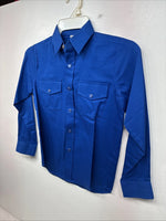 New Kids Western Express Blue Long Sleeve Pearl Snap Medium LL-23