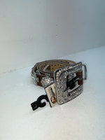 New Brown Genuine Leather Nocona Silver Bling Cross L Belt #N3487402 Z-81