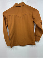 New Women’s Lady Western Orange Long Sleeve Button Up Size 8 TT-112