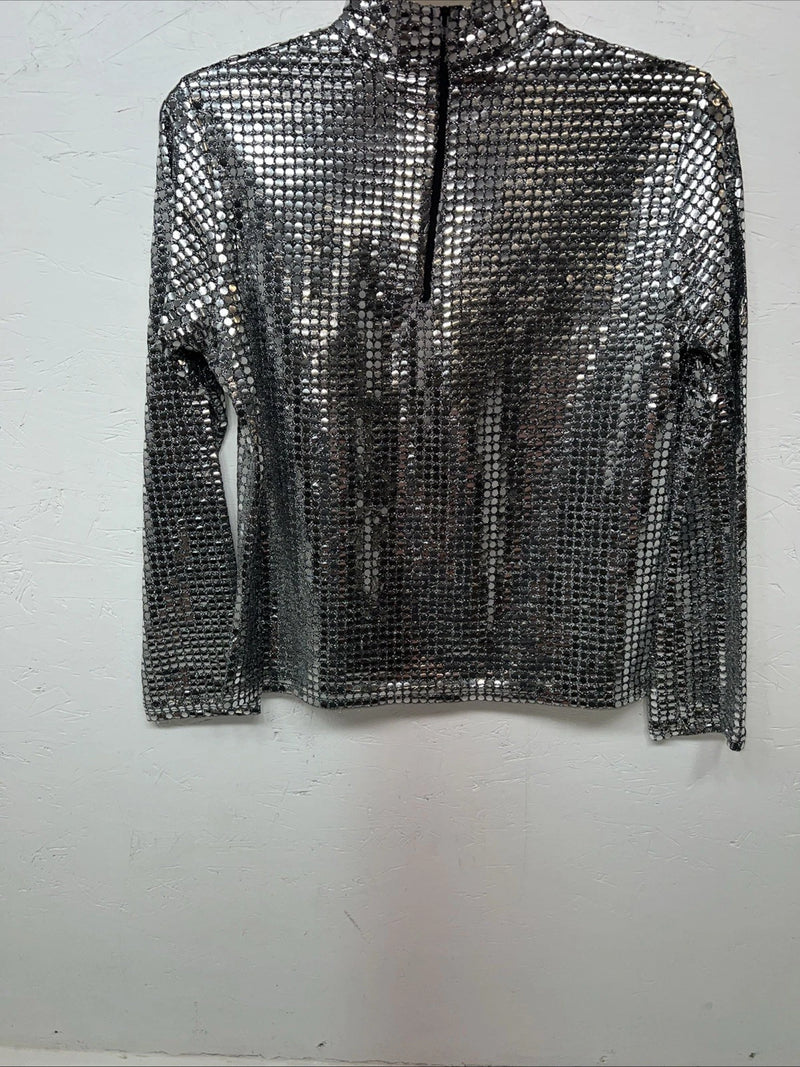 New Women’s 1849 Authentic Ranchwear Silver Long Sleeve Show Shirt Small WW-8