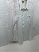 New Men’s ELY Cattleman White Long Sleeve Stripe Pearl Snap 18.5 X 36 2XL F-80