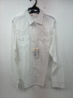 New Women’s Cumberland White Cheetah Print Long Sleeve Pearl Snap Large GG-82