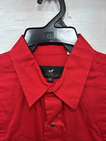 New Men’s Western Express Red Simple Long Sleeve Pearl Snap XL O-41