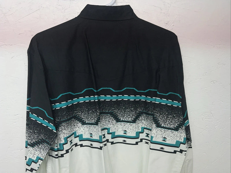 New Men’s Cumberland Outfitters Blue Black Long Sleeve Button Up Shirt L 3B-82