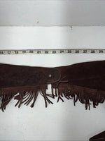 New Congress Leather Burgundy Show Chaps With Fringe Adjustable Waist 40” L-47