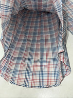 New Men’s Blue Red Plaid ELY Cattleman Button Up Long Sleeve Shirt. M P-42