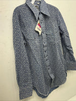 New Men’s Blue Pearl Snap Miller Long Sleeve Shirt. 15.5x33 M I-45