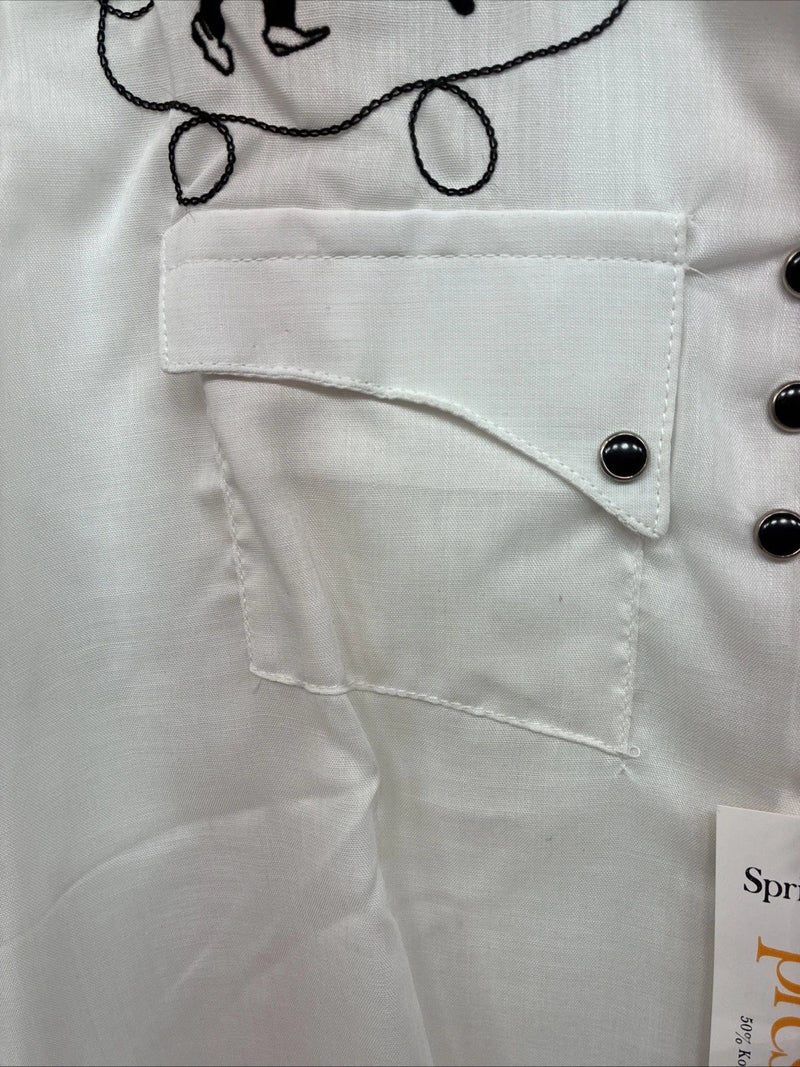 New Women’s Rockmount White Designed Short Sleeve Pearl Snap Size 32 LL-75