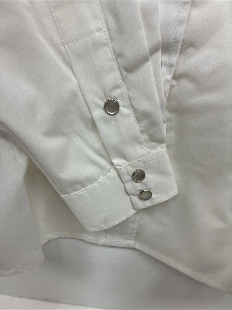 New Women’s White Horse Cream Designed Long Sleeve Pearl Snap XL DD-109