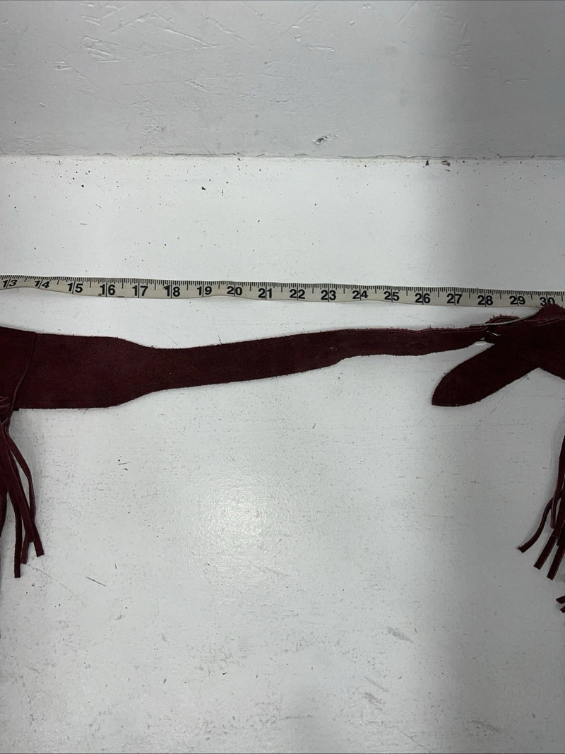 New Burgundy Congress Leather Show Chaps With Fringe Adjustable Waist 42” L N-41