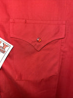 New Men’s Red ELY Cattleman Long Sleeve Pearl Snap Shirt. 16.5x35 L P-61