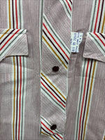 New Men’s Tem Tex Pink Multicolor Stripe Long Sleeve Pearl Snap 14.5 Small M-99