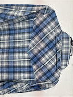 New Women’s Cumberland Blue Plaid Long Sleeve Pearl Snap 1XL GG-38