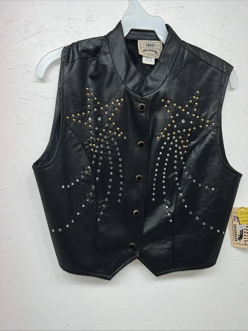 New Women’s 1849 Authentic Ranchwear Black Western Show Vest Medium G-602