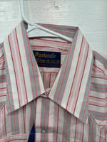 New Women’s Panhandle Slim Pink Stipe Long Sleeve Pearl Snap 16 XL X-48