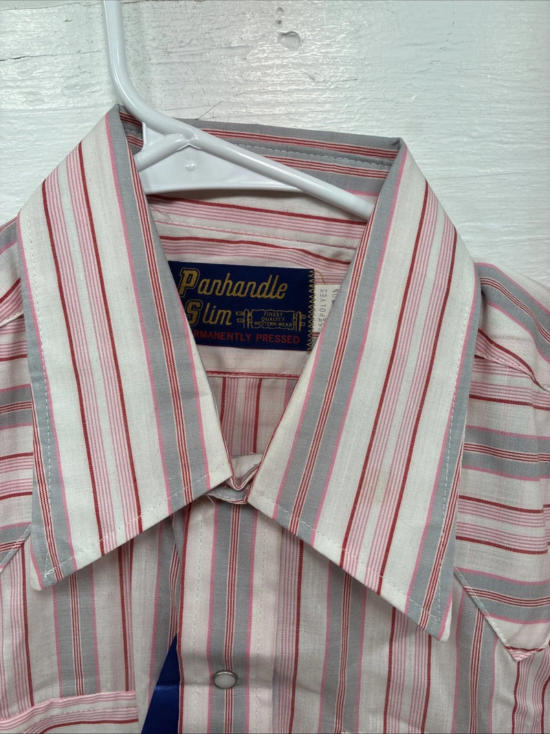 New Women’s Panhandle Slim Pink Stipe Long Sleeve Pearl Snap 16 XL X-48