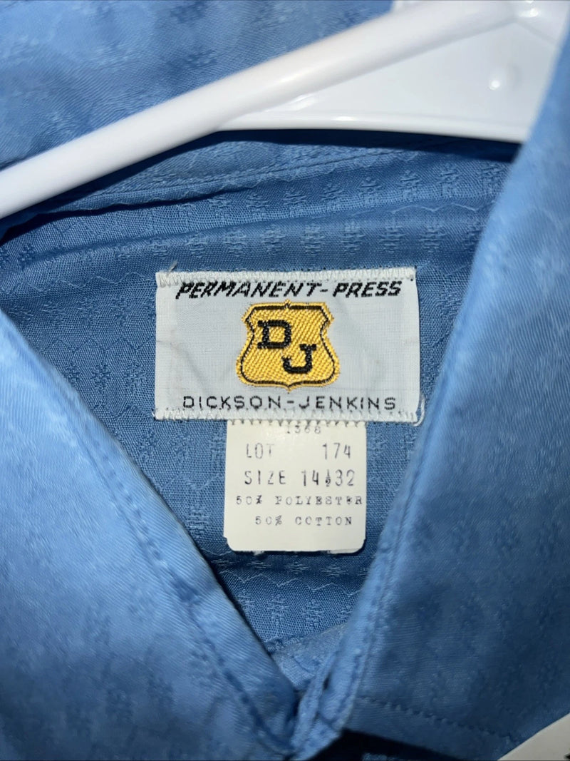 New Men’s Blue Permanent Press Button Up Long Sleeve Shirt. 14.5x32 S Long P-67