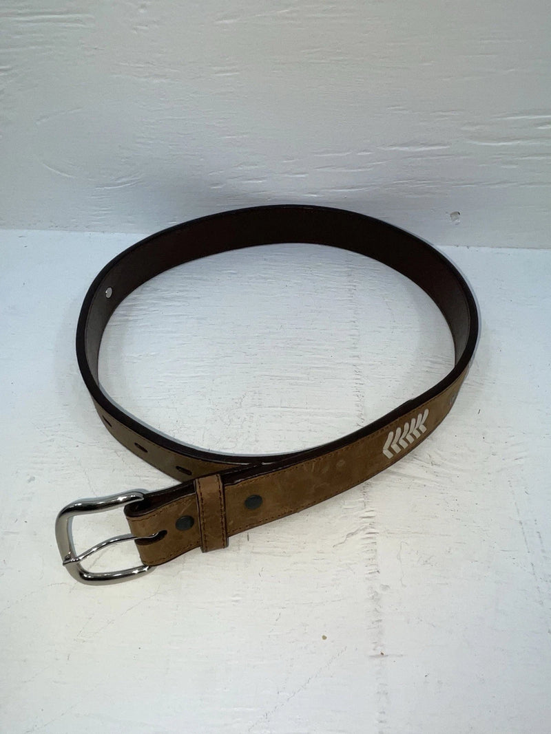 New Brown Genuine Leather 3D Pendent And Weaved 28” Belt #3502 JJ-57